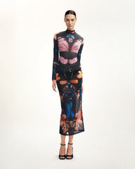 Sheer Butterfly and Beetle Gown - Multicolor
