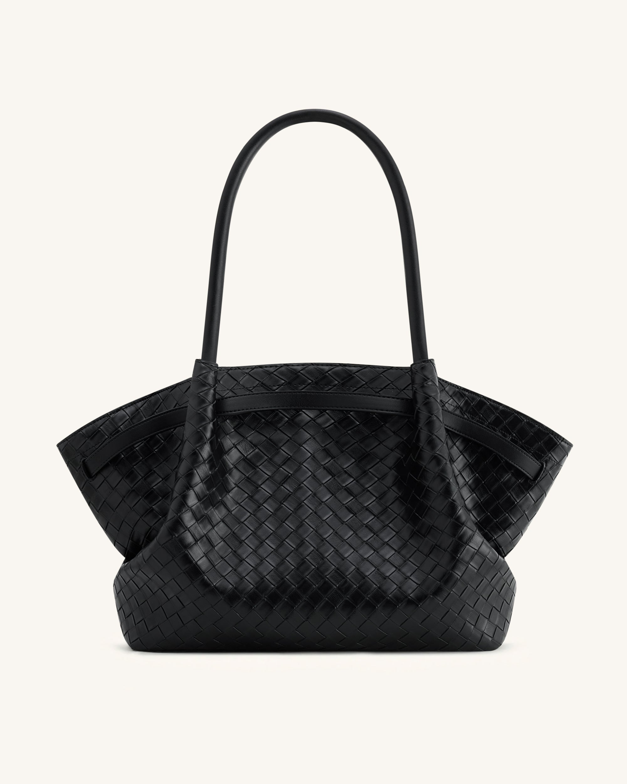 Hana Large Weave Texture Tote Bag - Black