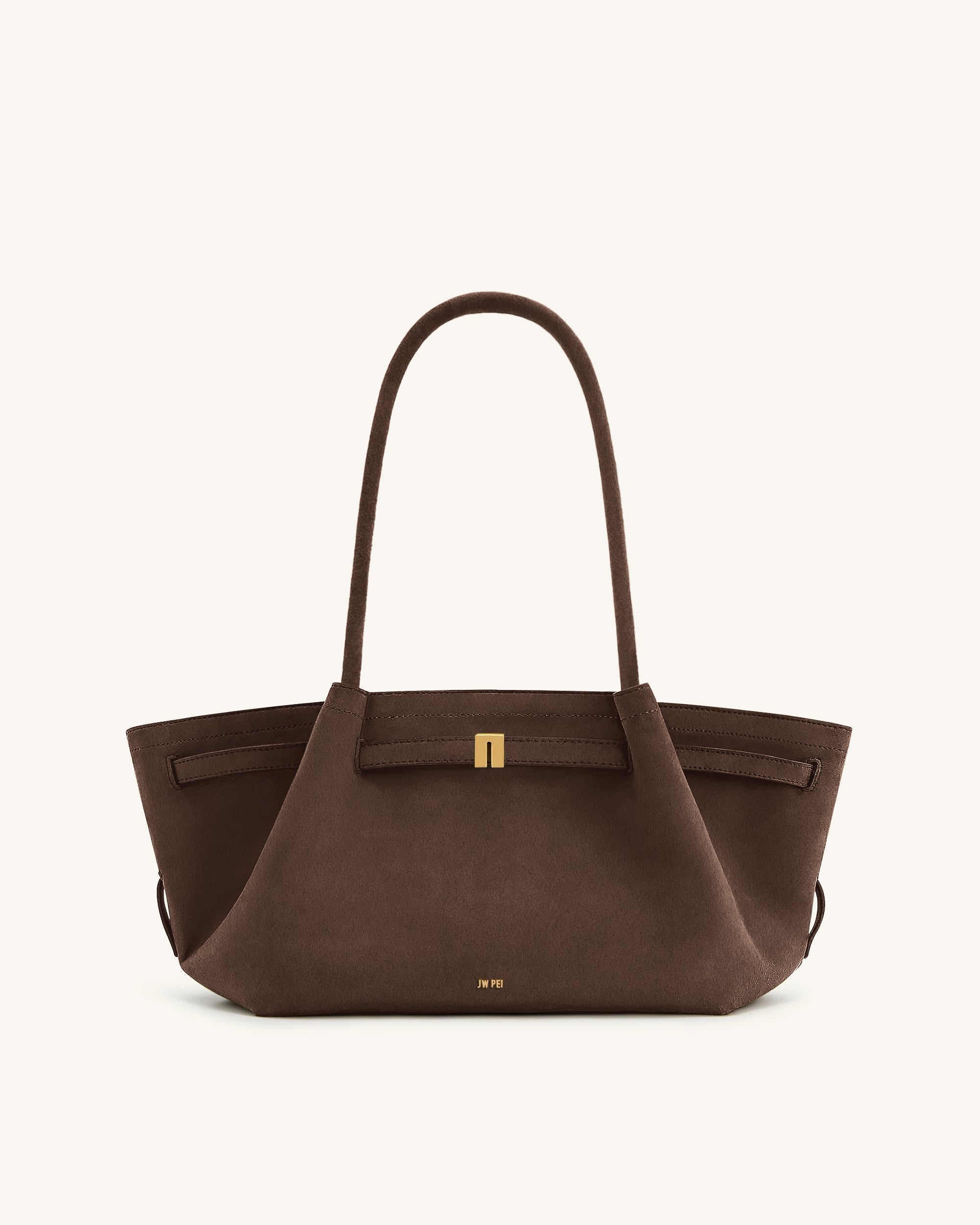 Hana Wide Faux Suede Tote Bag - Dark Brown
