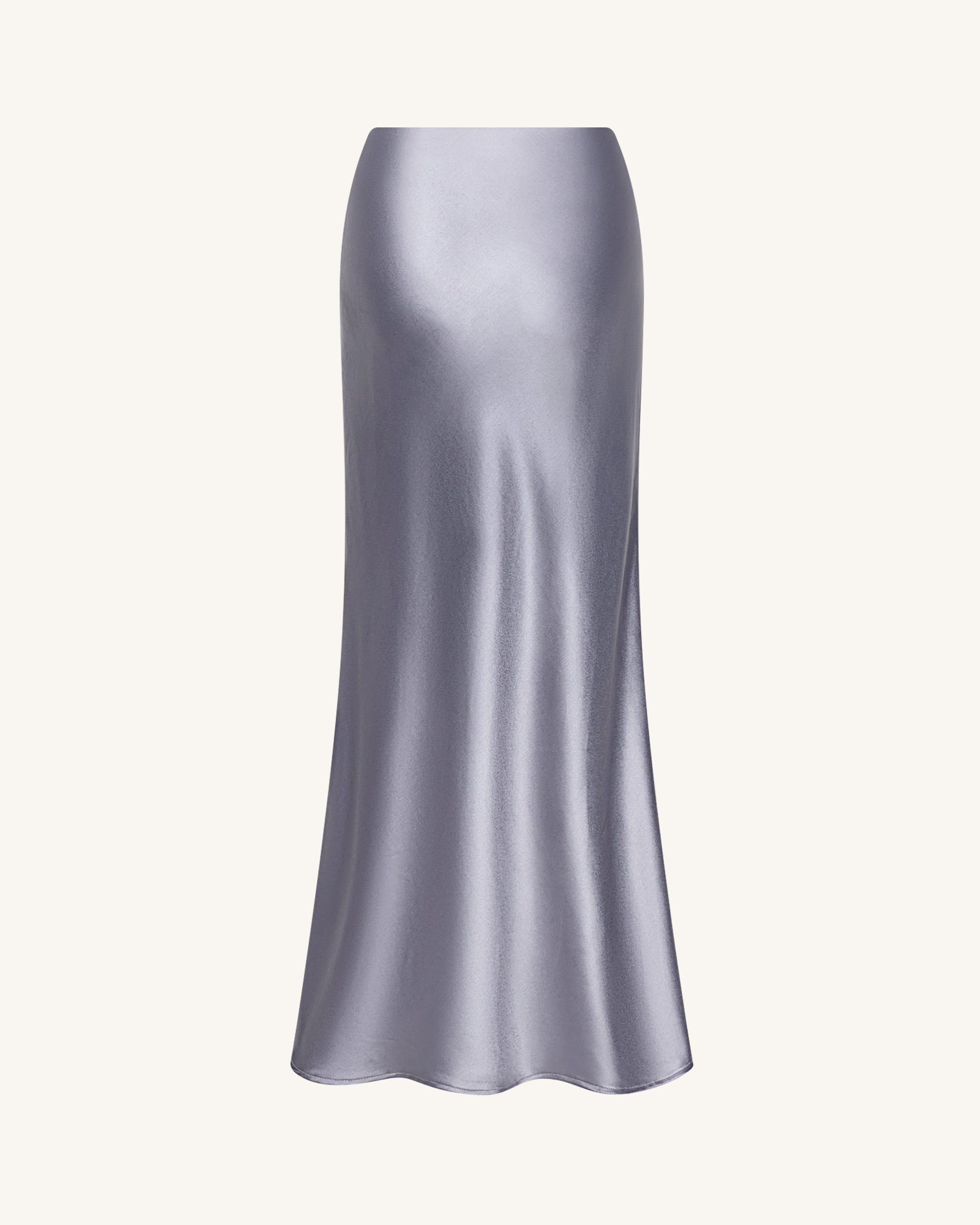 Liquid Satin Mermaid Maxi Skirt - Silver
